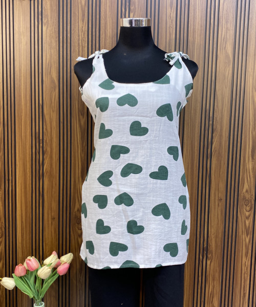 White With Green  Cotton Kurtis