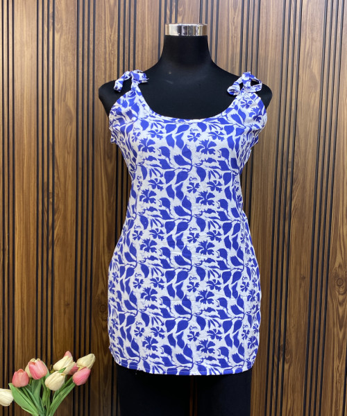 White With Blue Printed Kurtis