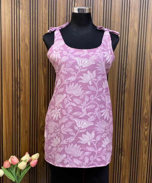 White  Flower Printed Kurtis