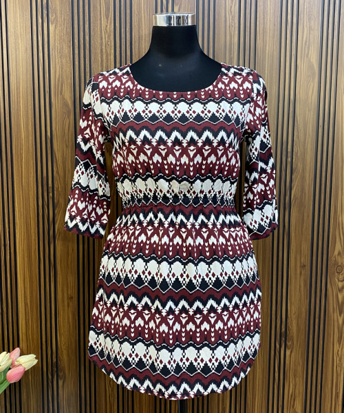 Brown With White Summer Dress