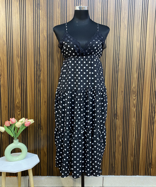 Black With White Dot Summer Dress