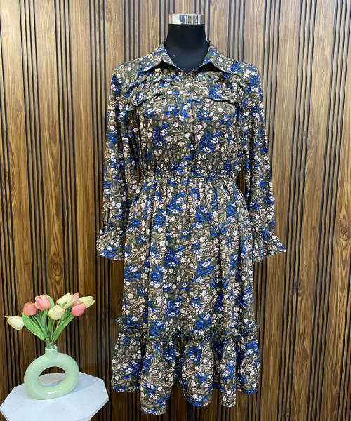 White Flower Printed Summer Dress