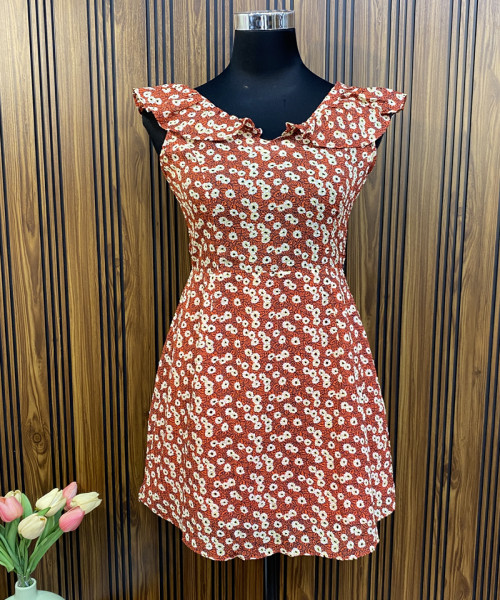 White  Flower Printed Summer Dress