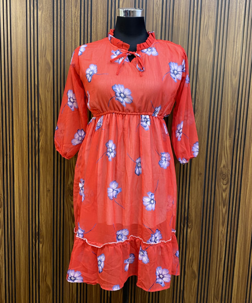 Red Printed Summer Dress