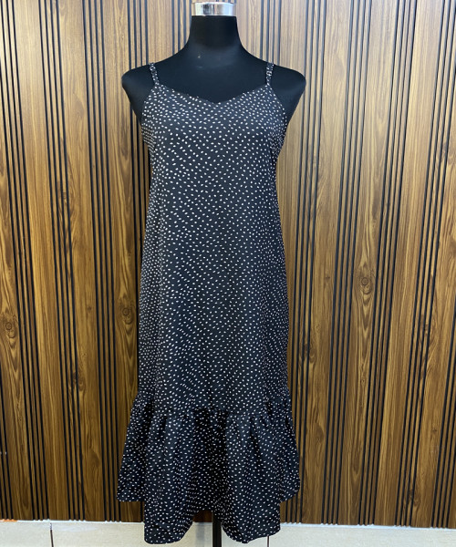 Black  With  White Printed Summer Dress