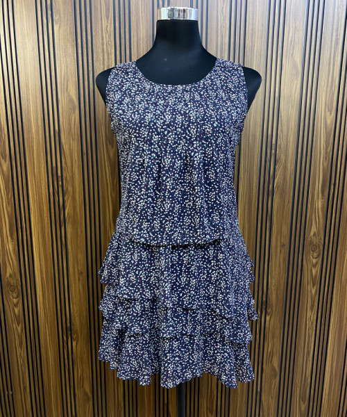 Navy Blue With  White Summer Dress