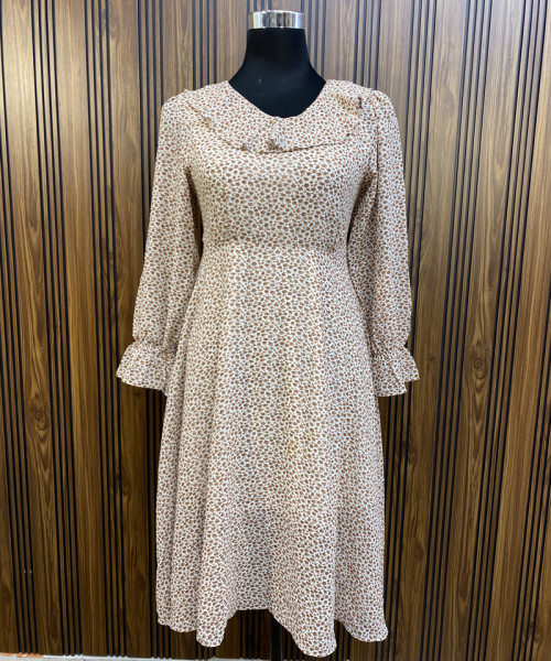 Light Brown Flower Printed Dress