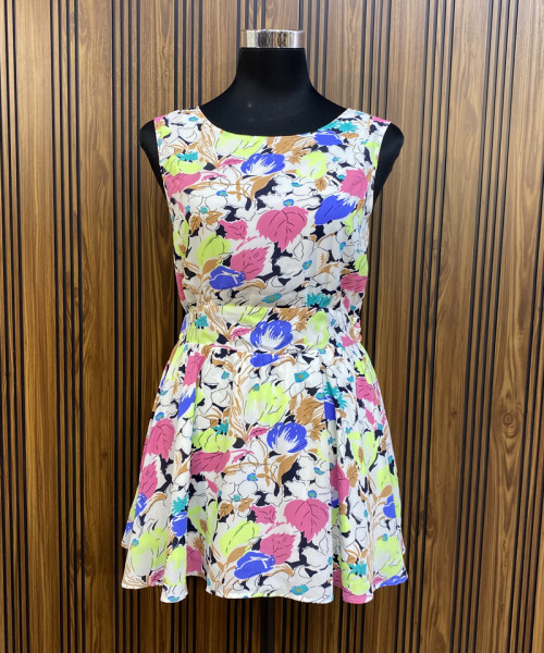 White Printed summer Dress For Women