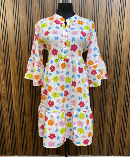 White   Flower Printed Summer dress