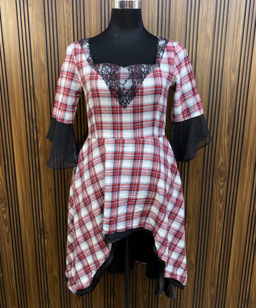 Black with Red Printed Summer Dress