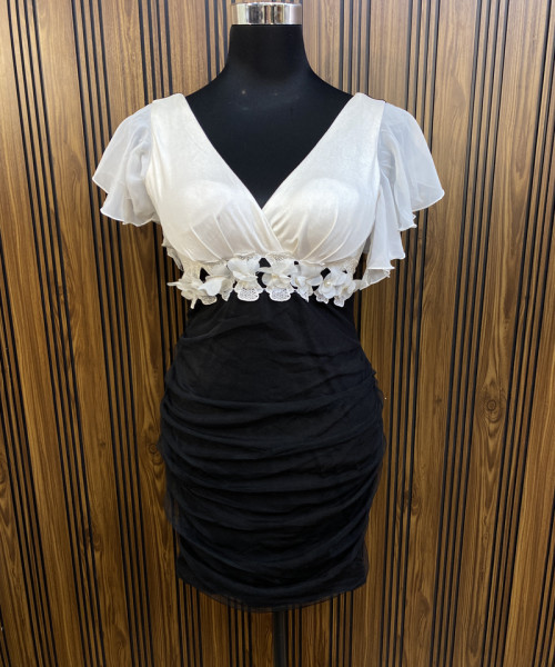 Black With White Summer  Dress