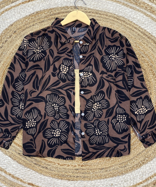 Black With Brown Printed Shirt