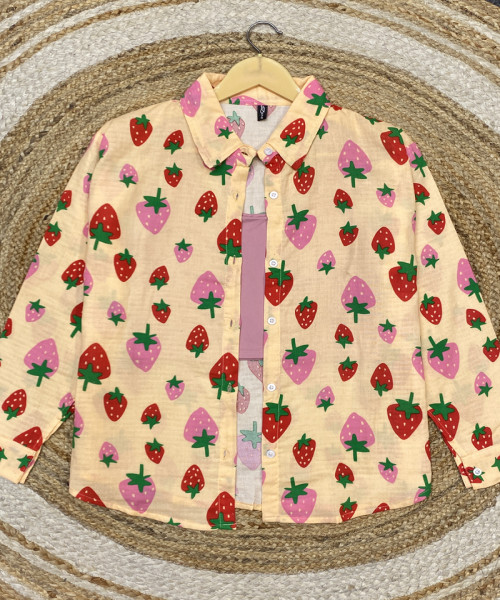 Strawberry Printed Shirt for Women