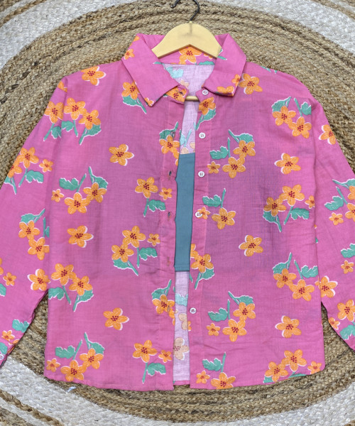 Pink Flower Printed Shirt