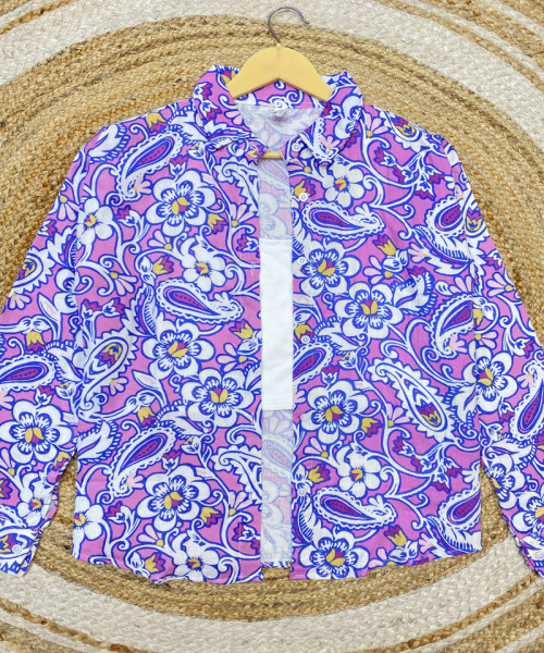 Blue Printed Cotton Shirt