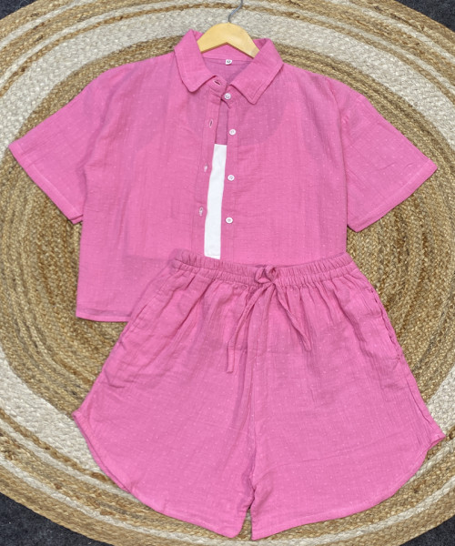 Pink Cotton Three Pc Set