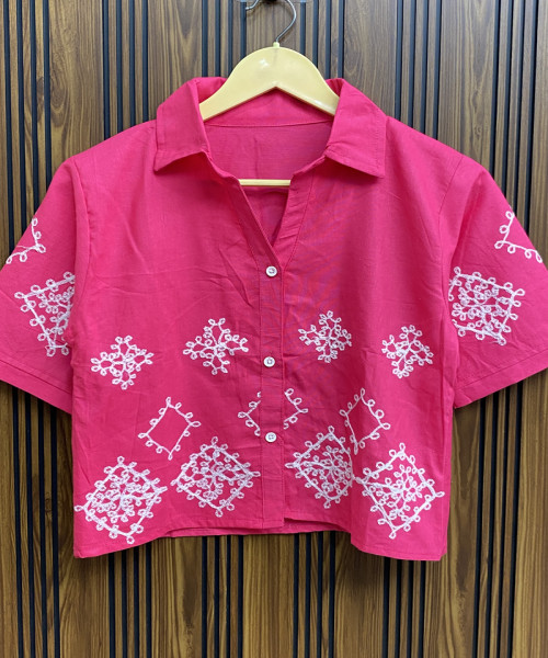 Pink  With White Cotton Shirt