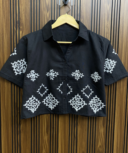 Black With White Cotton Shirt