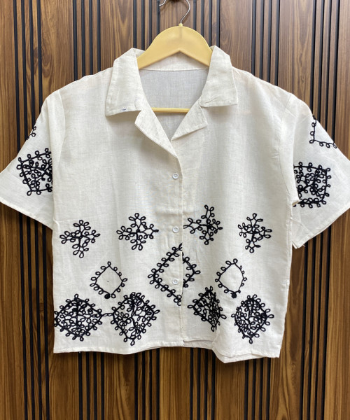 Black With Off White Cotton Shirt