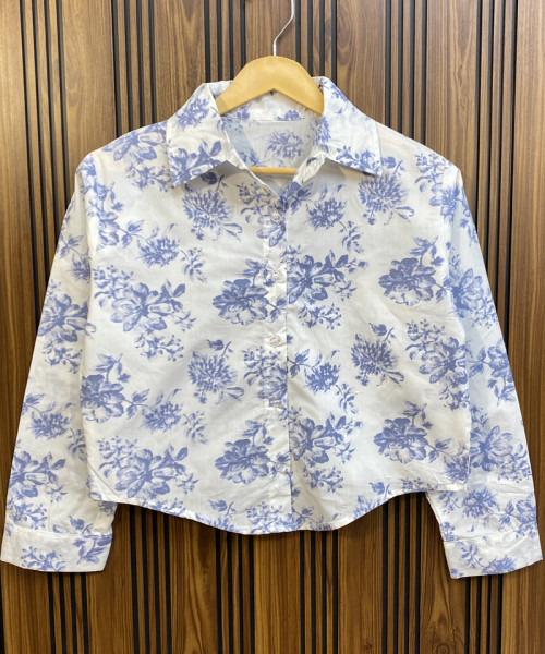 Blue With White Printed Shirt
