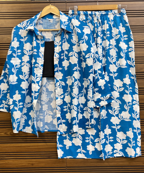 Blue With White Co Ord Set