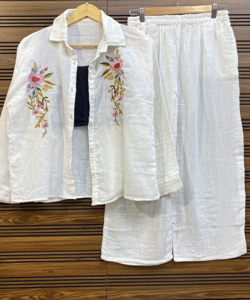 White Summer Co Ord Set For Women