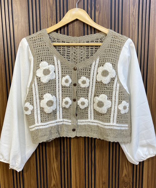Brown Crosia Top