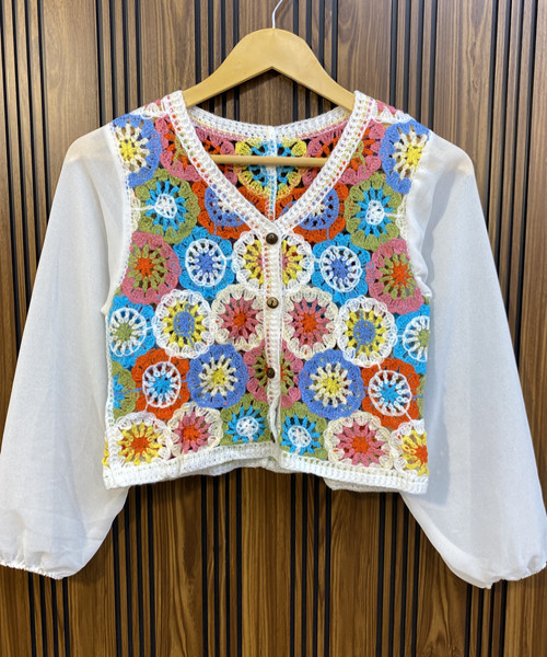 White Crosia Top