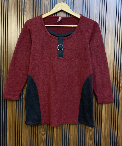 Maroon With Black Pre Winter Top
