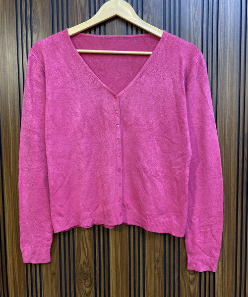 Pink V Neck Knitter Cardigan