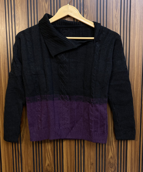 Purple With Black Knitted Top