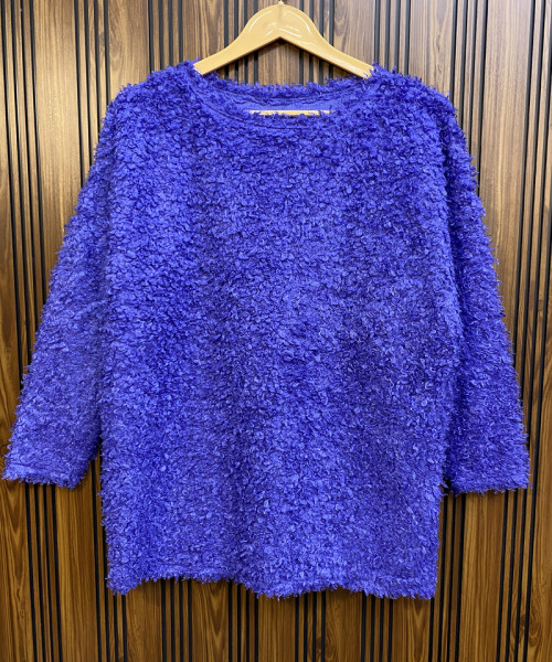 Navy Black Fur Pullover