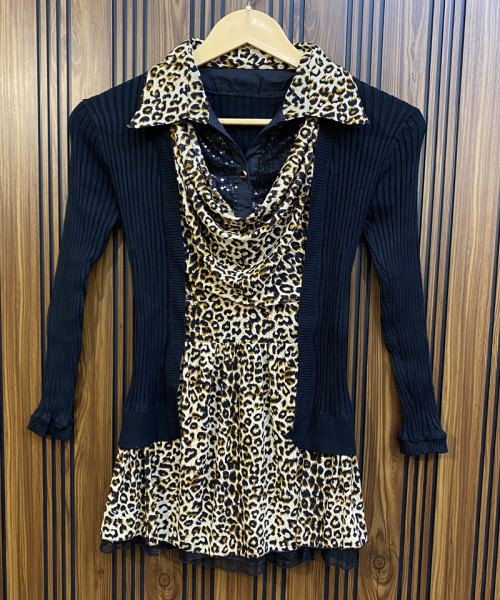 Brown With Black Pre Winter Top