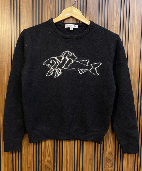 Black With White Printed Pullover