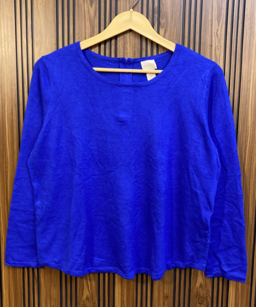 Blue Round Neck Knit Pullover