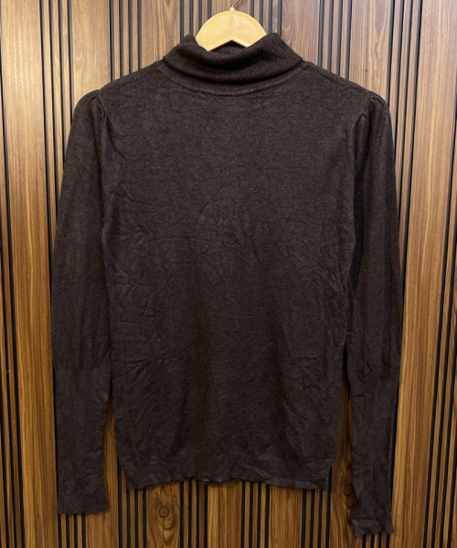 Dark Brown High Neck Knitted Top