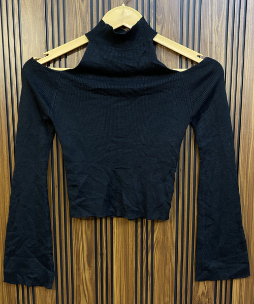 Black Crop Winter Top