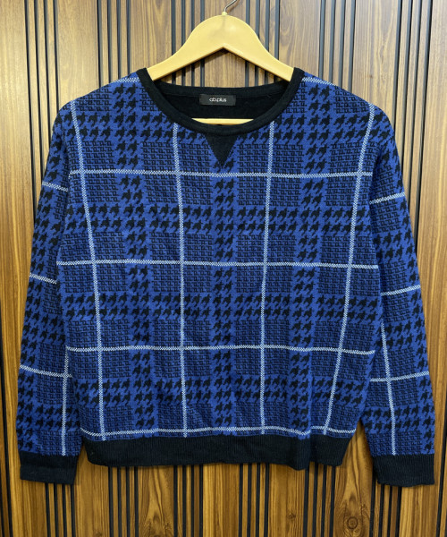 Navy Blue With Black Knitted Top