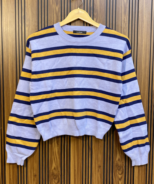 Mustard With Blue Knitted Pullover