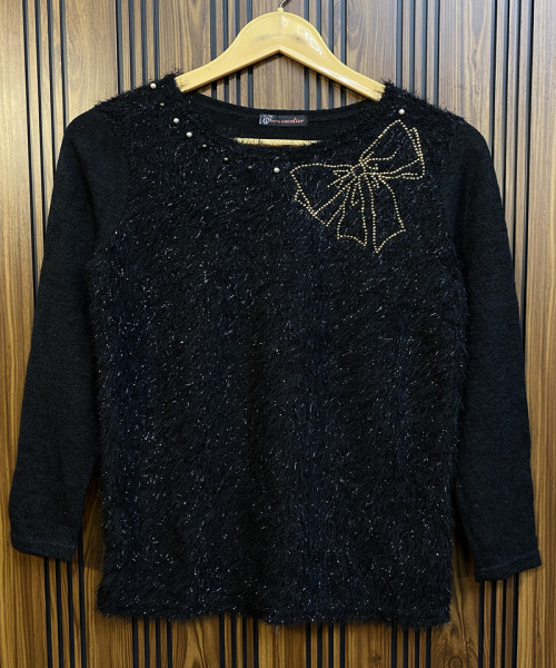 Black Winter Fur Top