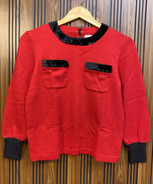Red With Black Knit Pullover
