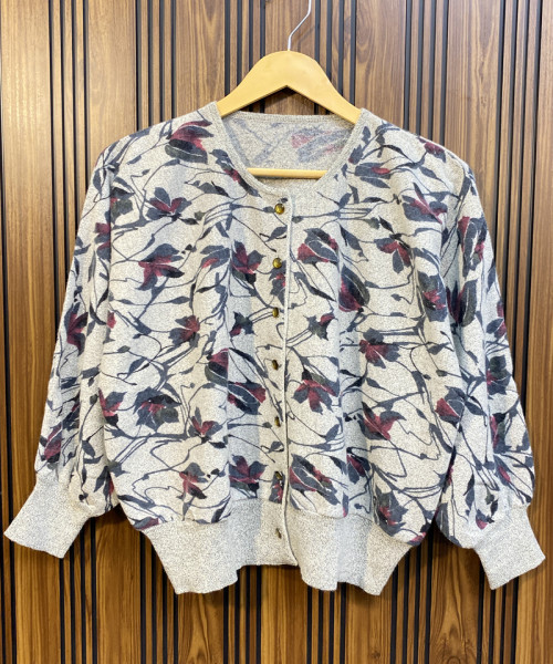 Off White Printed Cardigan
