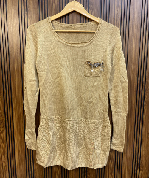 Brown  Round Neck Knitted Top