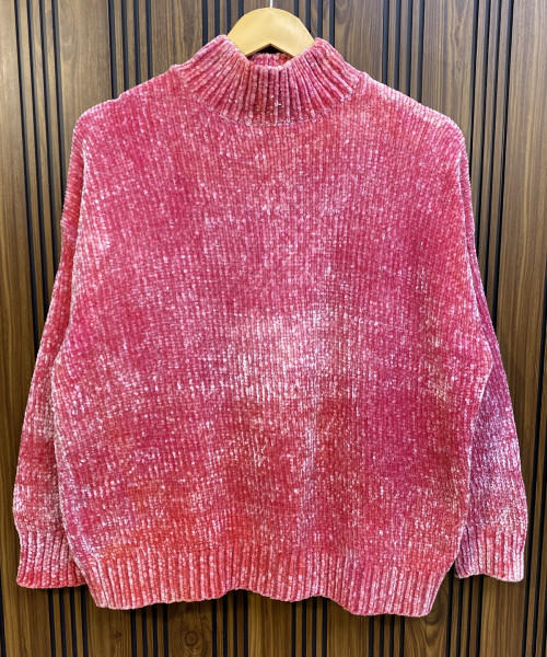 Pink  Turtle  Neck Winter Pullover