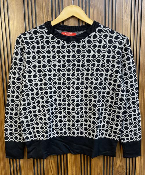 Black Printed Knitted Pullover
