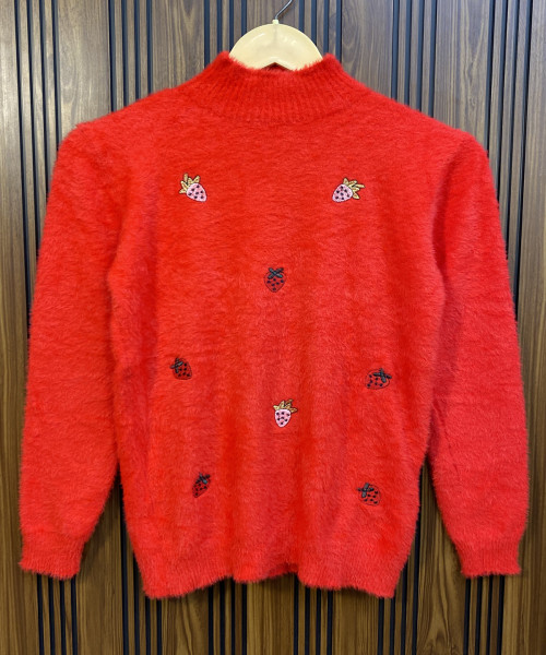 Red  Winter Fur Pullover