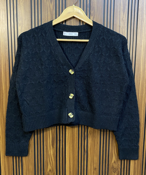 Black  Knitted  Cardigan For Women
