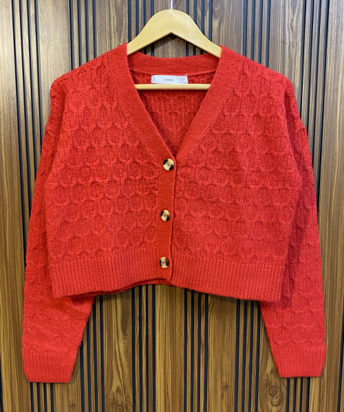 Red Winter Knitted Cardigan