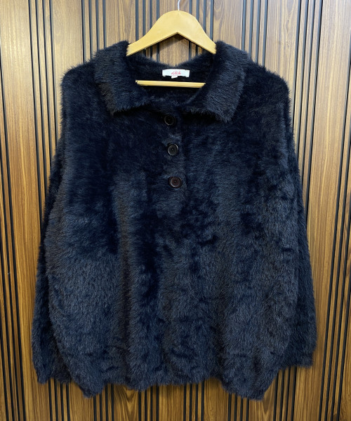 Black Fur Winter Pullover