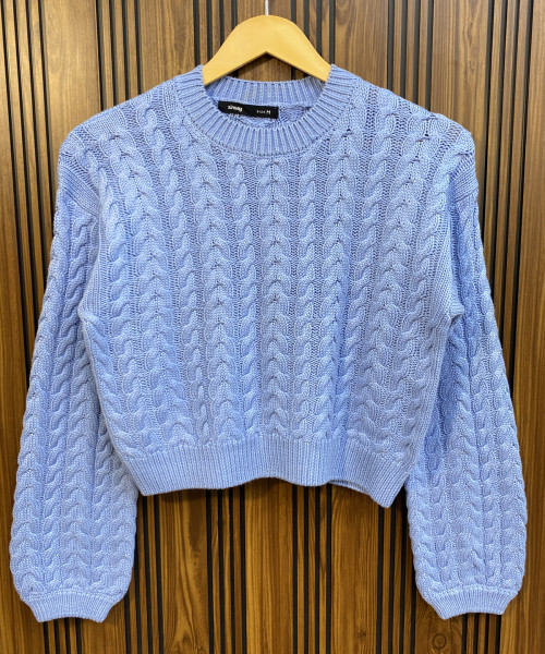 Light Blue Winter Knitted Pullover
